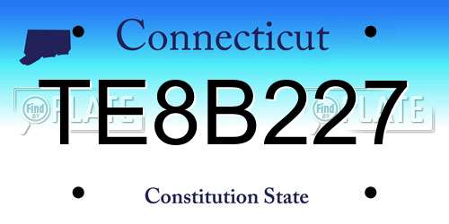 TE8B227 Connecticut License Plate