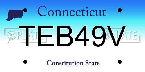 TEB49V Connecticut License Plate