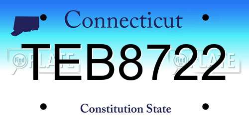 TEB8722 Connecticut License Plate