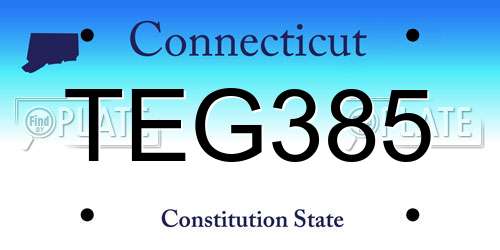 TEG385 Connecticut License Plate