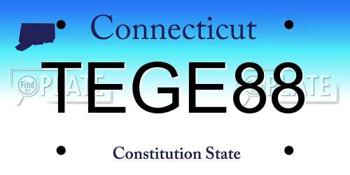 TEGE88 Connecticut License Plate