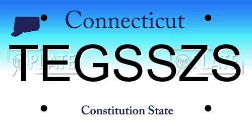 TEGSSZS Connecticut License Plate