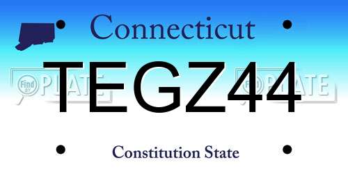 TEGZ44 Connecticut License Plate