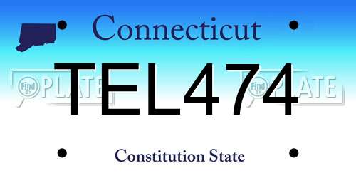 TEL474 Connecticut License Plate