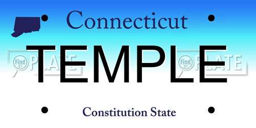TEMPLE Connecticut License Plate