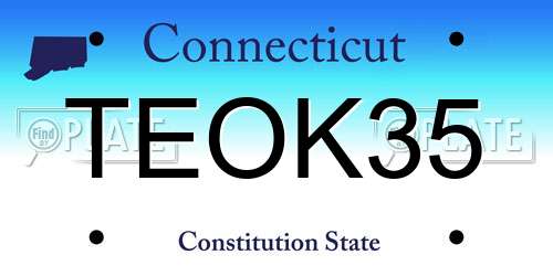 TEOK35 Connecticut License Plate