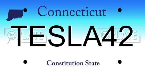 TESLA42 Connecticut License Plate