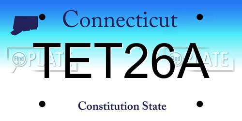 TET26A Connecticut License Plate