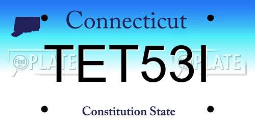 TET53I Connecticut License Plate