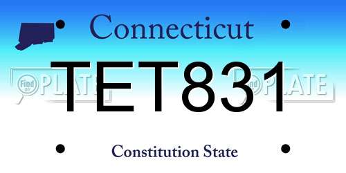 TET831 Connecticut License Plate