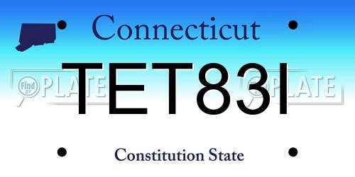 TET83I Connecticut License Plate
