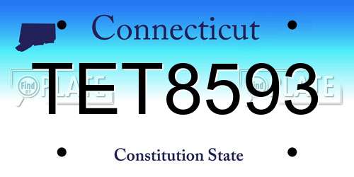 TET8593 Connecticut License Plate