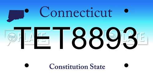 TET8893 Connecticut License Plate