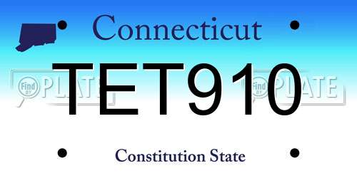 TET910 Connecticut License Plate
