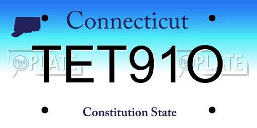 TET91O Connecticut License Plate