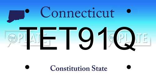TET91Q Connecticut License Plate