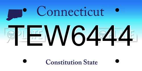 TEW6444 Connecticut License Plate