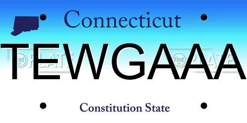 TEWGAAA Connecticut License Plate