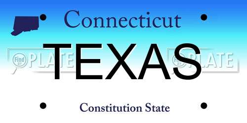 TEXAS Connecticut License Plate