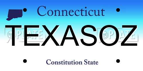 TEXASOZ Connecticut License Plate