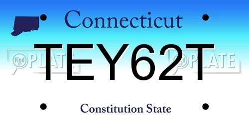 TEY62T Connecticut License Plate