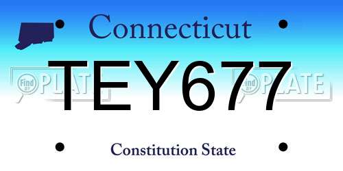 TEY677 Connecticut License Plate