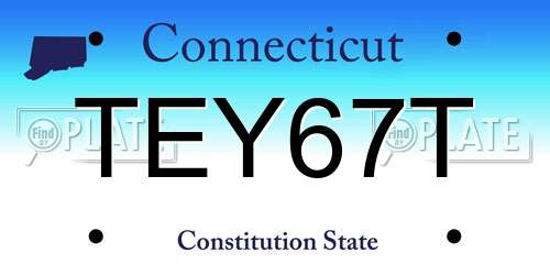 TEY67T Connecticut License Plate
