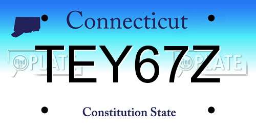 TEY67Z Connecticut License Plate