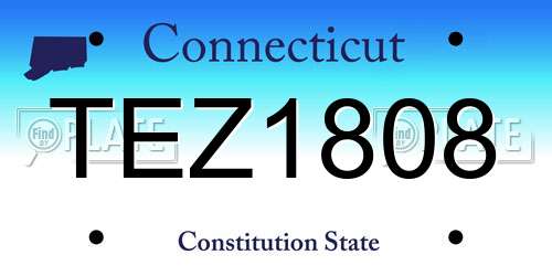 TEZ1808 Connecticut License Plate