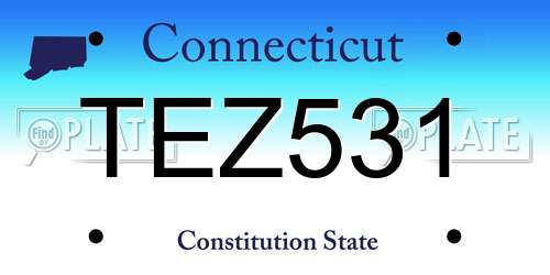 TEZ531 Connecticut License Plate