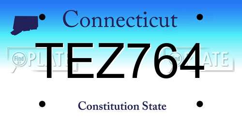 TEZ764 Connecticut License Plate