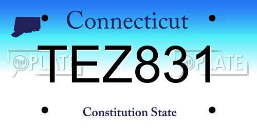 TEZ831 Connecticut License Plate
