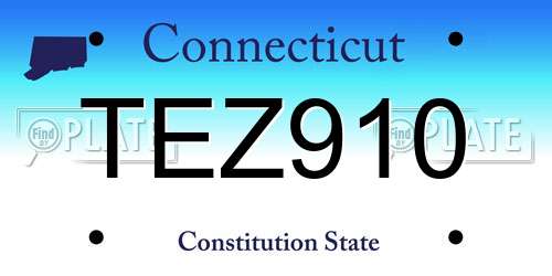 TEZ910 Connecticut License Plate