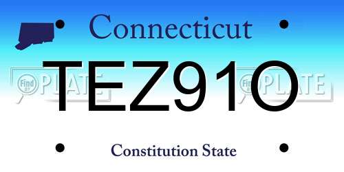 TEZ91O Connecticut License Plate