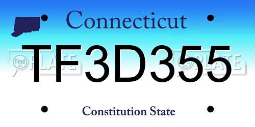 TF3D355 Connecticut License Plate