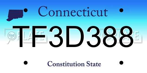 TF3D388 Connecticut License Plate