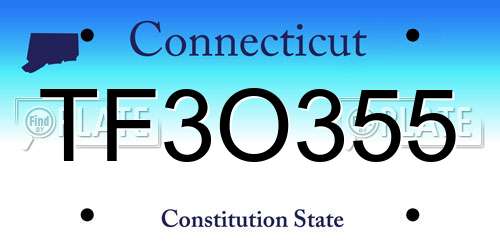 TF3O355 Connecticut License Plate