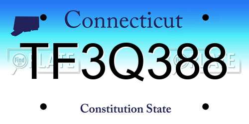TF3Q388 Connecticut License Plate
