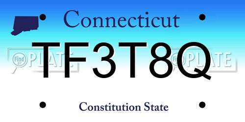 TF3T8Q Connecticut License Plate