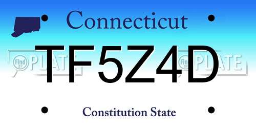 TF5Z4D Connecticut License Plate