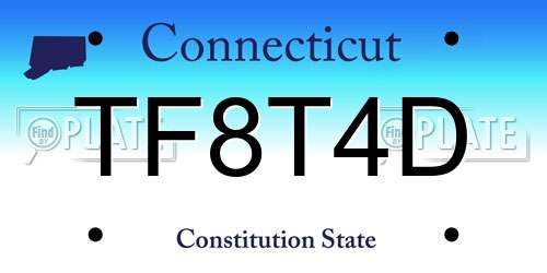 TF8T4D Connecticut License Plate