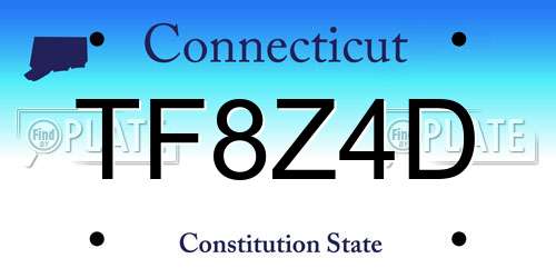 TF8Z4D Connecticut License Plate