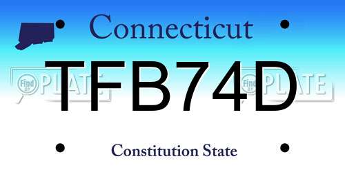 TFB74D Connecticut License Plate
