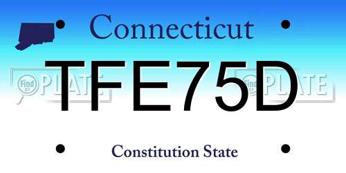 TFE75D Connecticut License Plate
