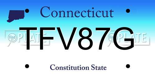 TFV87G Connecticut License Plate