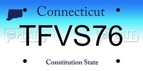 TFVS76 Connecticut License Plate