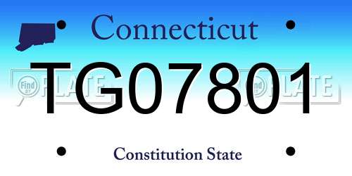 TG07801 Connecticut License Plate