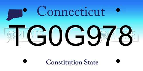 TG0G978 Connecticut License Plate