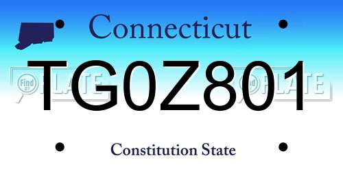 TG0Z801 Connecticut License Plate