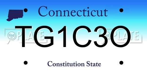 TG1C3O Connecticut License Plate